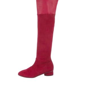 Stuart Weitzman over the knee boot maroon cranberry red